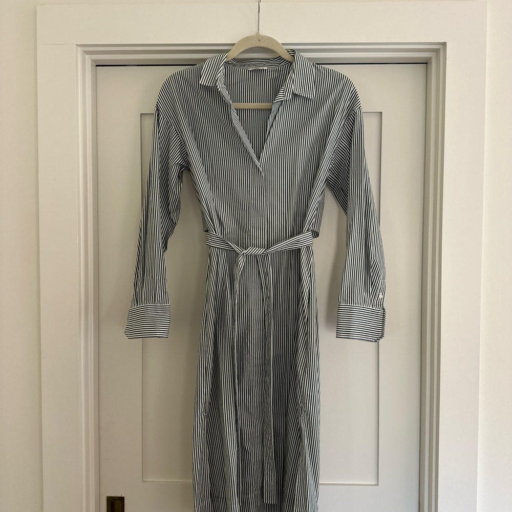 Striped Green and White Shirt Dress